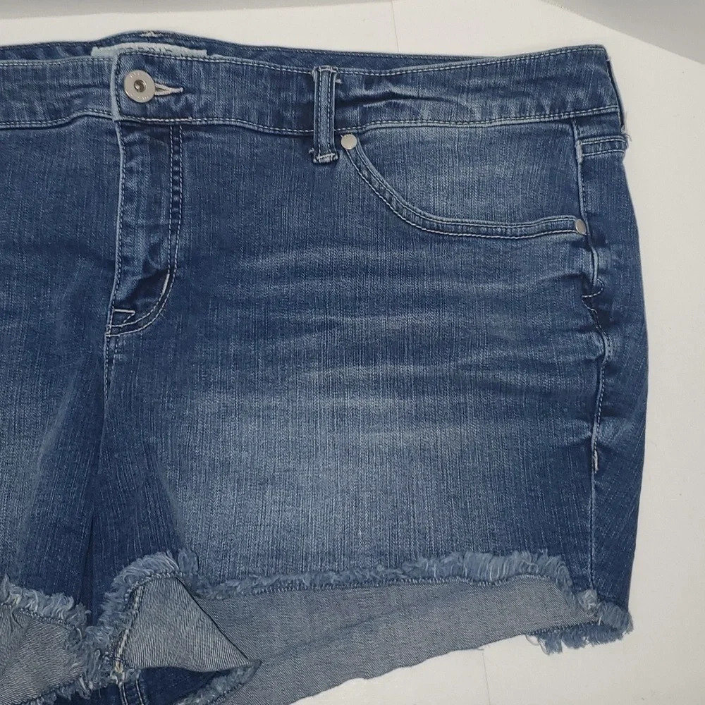 Torrid Medium Wash Frayed Denim Jean Shorts Women’s Size 24 - Picture 3 of 11